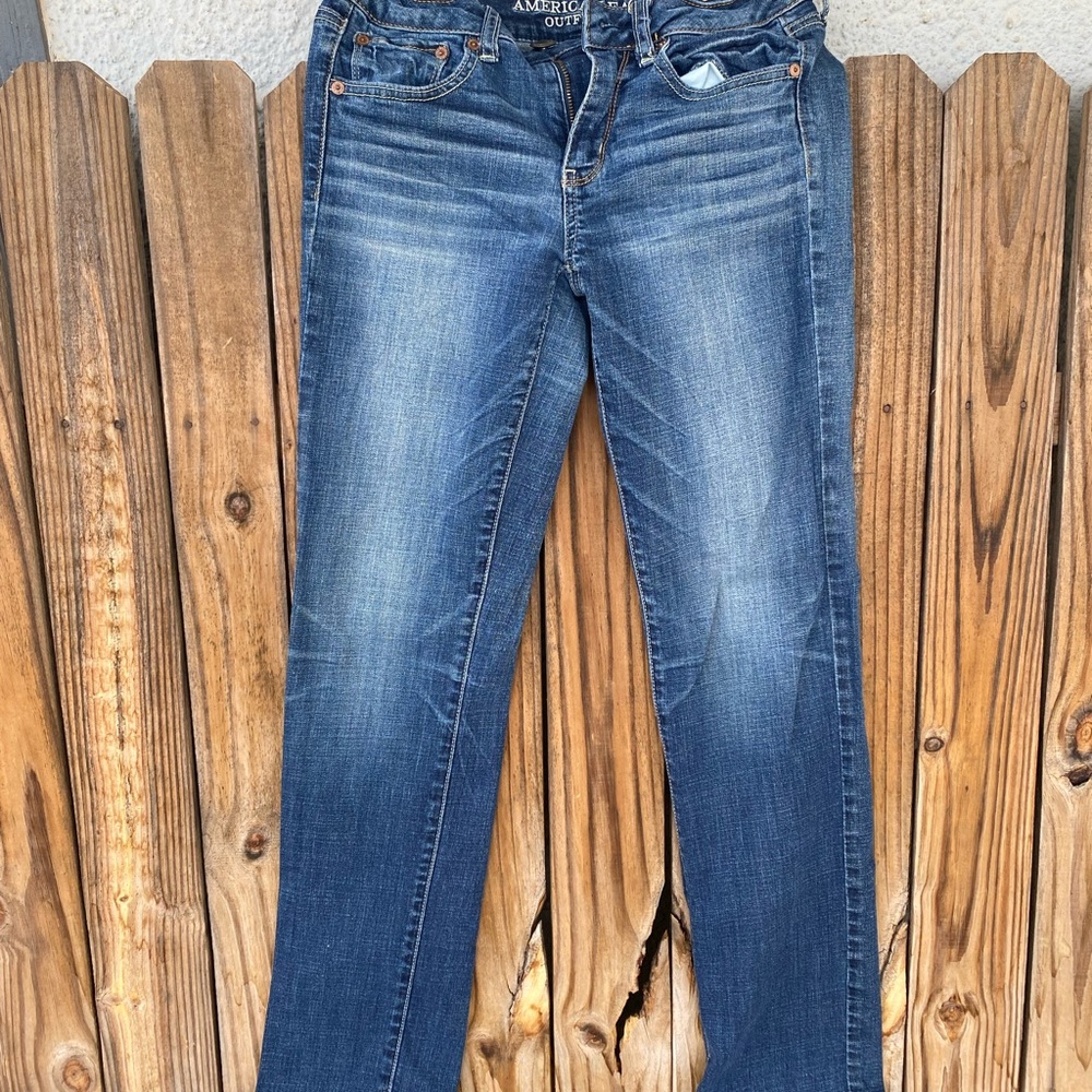 American Eagle Outfitters Dark Blue Straight Leg Jeans